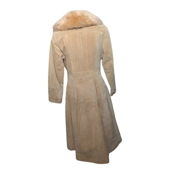 VINTAGE Sears PennyLane Tan Suede Leather LambswoolSherpa TieWaist Coat Jacket - Picture 2 of 16
